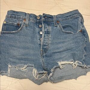 Levi's Blue Distressed Jean Shorts
